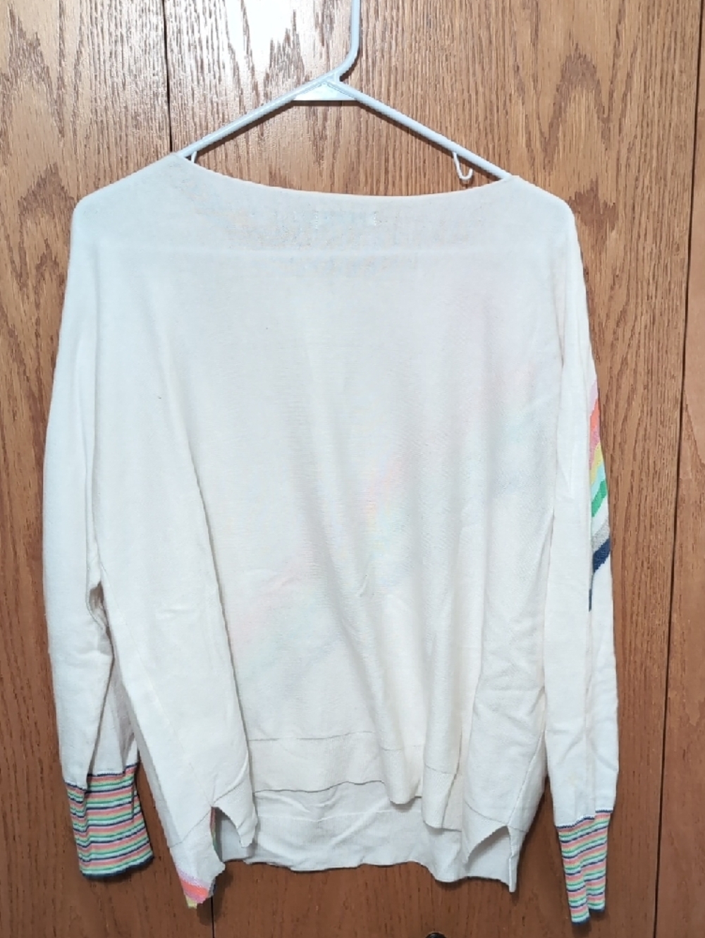 Zaket And Plover Cream Rainbow Stripe Lightweight Sweater - Picture 4 of 4